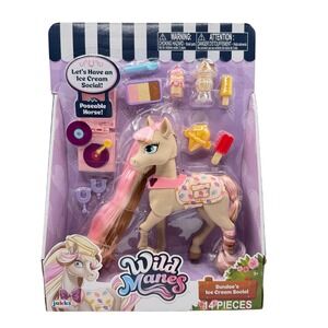 Jakks Wild Manes Sundae's Ice Cream Social Kids Toy Tan New 14 Piece Playset